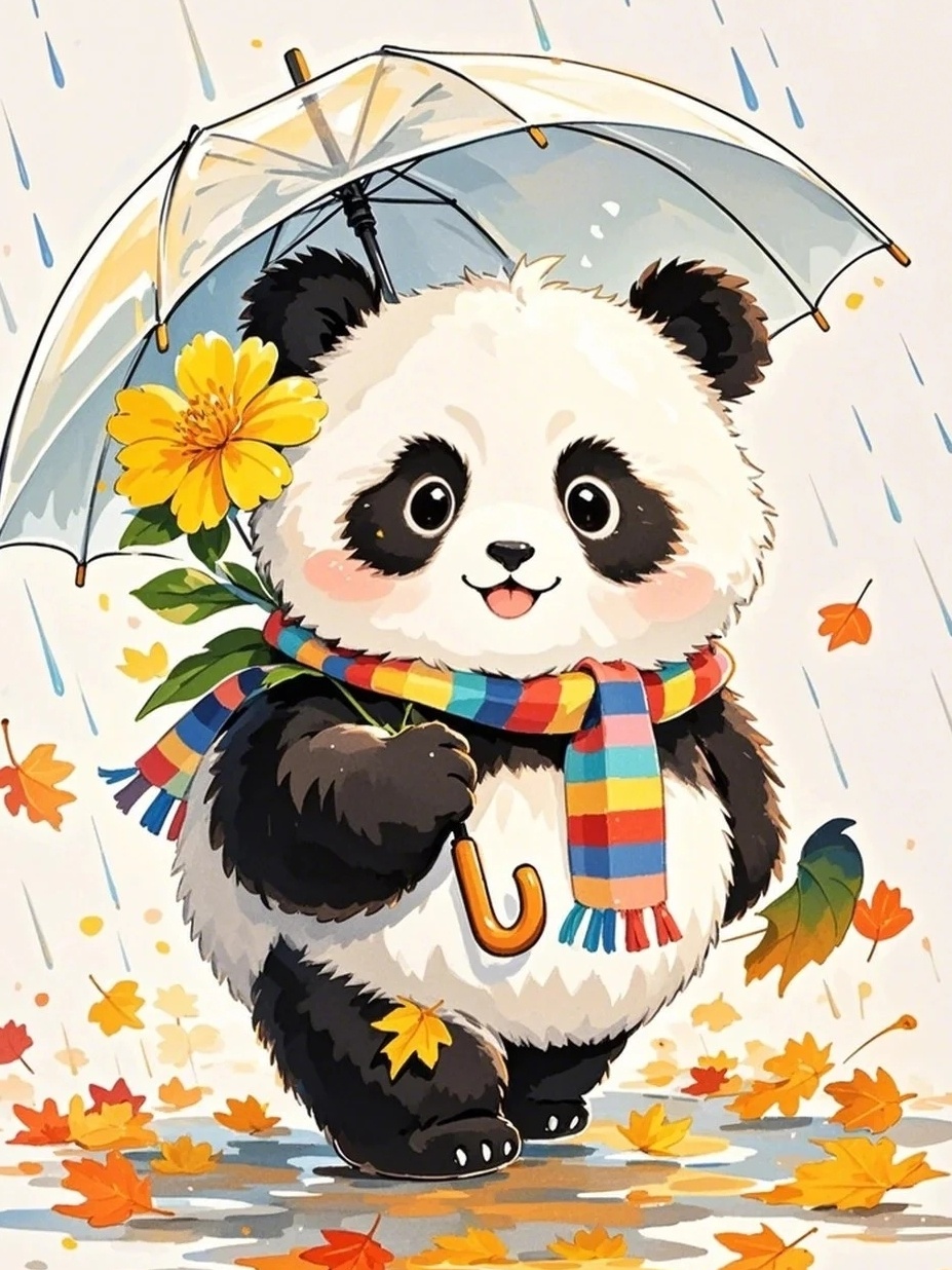 #动漫[超话]##漫视界企划# 打伞的熊猫宝宝#动漫头像# ​​​