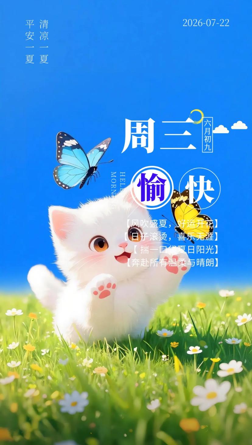 夏晨问安，揽一缕晨风，安度寻常烟火日常盛夏。
2026./07.22.
[微风]