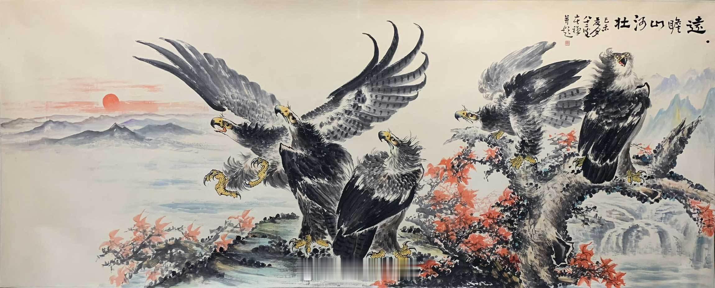 李苦禅丈二《远瞻山河壮》，堪为神来之笔李苦禅（1899～1983）先生是中国一代