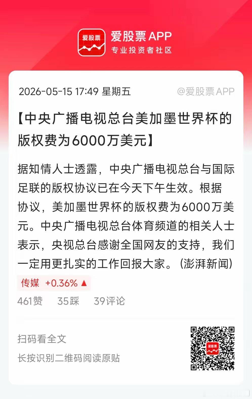 央视霸气拿下世界杯版权！砍价实力拉满，A股新一轮题材风口将至重磅消息传来，央视成