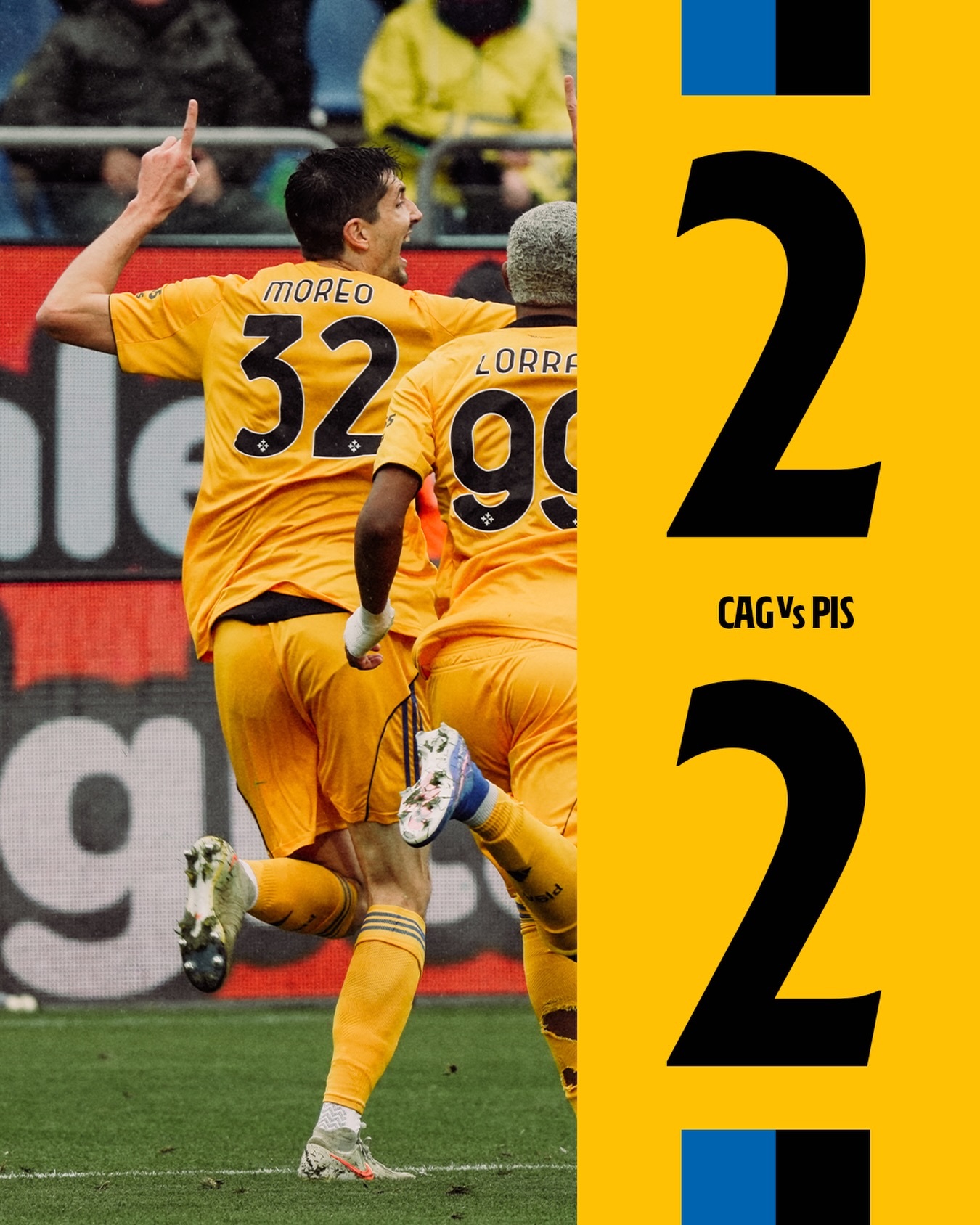 意甲联赛 由吉拉迪诺🇮🇹教练执教的比萨客场2：2战平卡利亚里队。👊🏻ac