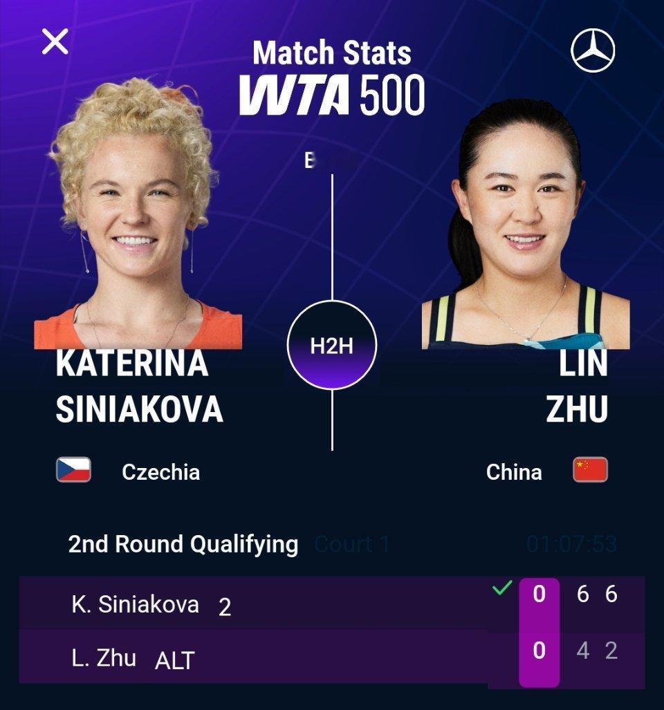 WTA500柏林站资格赛决胜轮，朱琳4-6 2-6不敌西尼亚科娃，无缘晋级正赛。