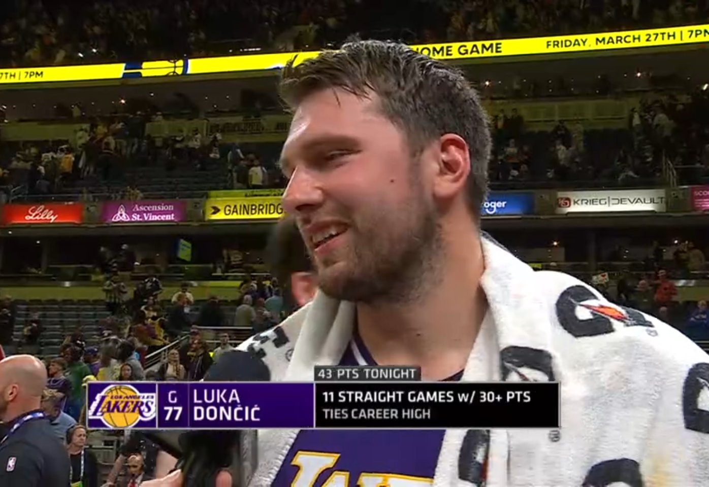 ▲连续11场砍下30+分的东契奇 