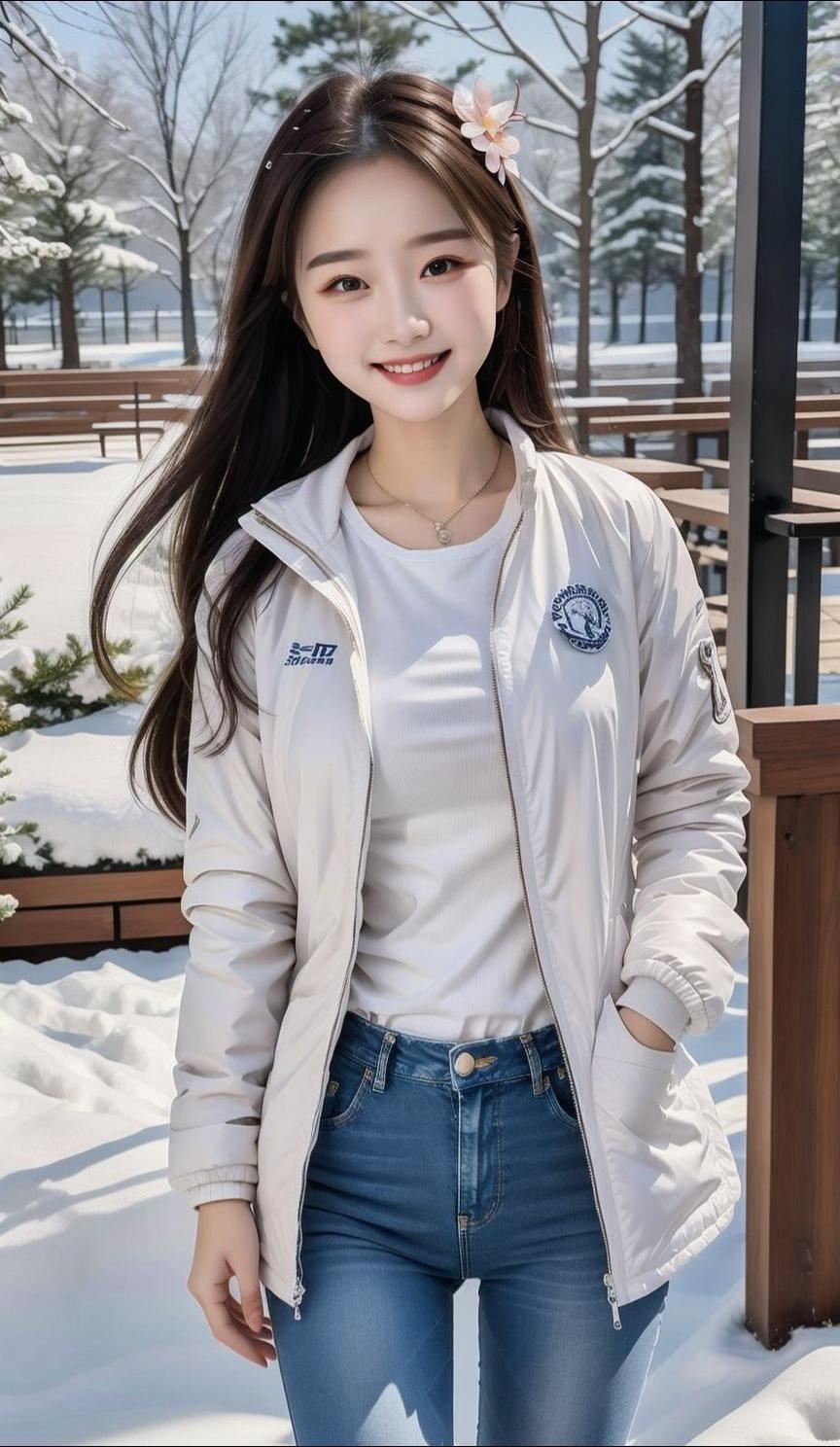 性感紧身裤 邻家女孩 清纯甜美 是你喜欢的类型 冬天还是穿羽绒服保暖