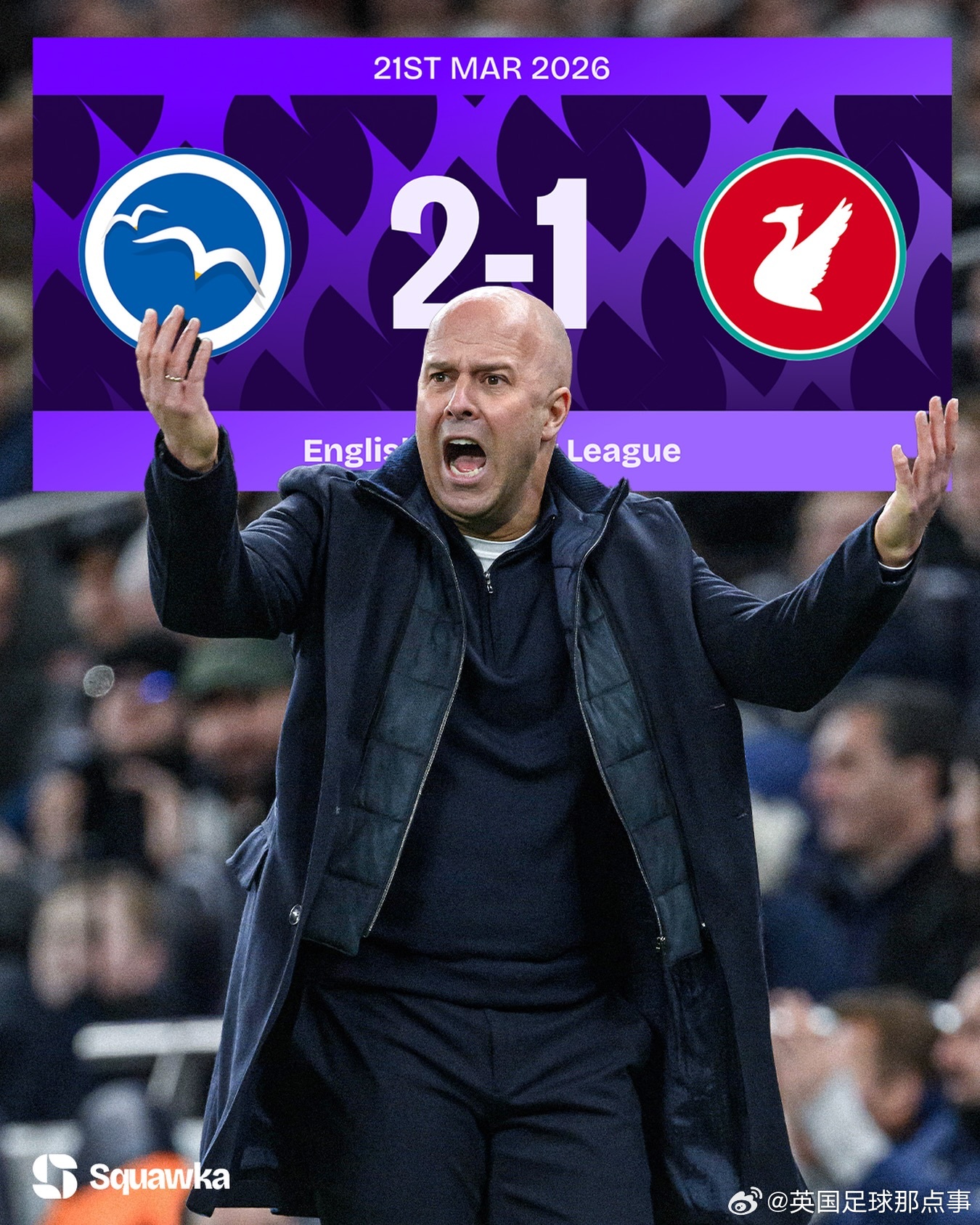 Squawka：利物浦本赛季英超已经输掉10场，这是自2015/16赛季以来的首