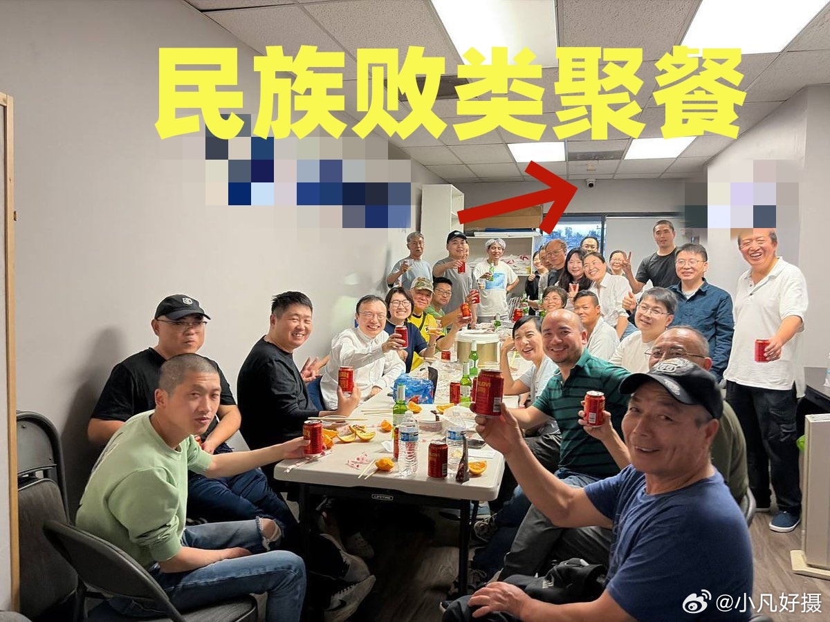 这张照片中民族败类聚餐吃不起麦当劳不是重点，而是墙壁上那个监控摄像头。太讽刺了！