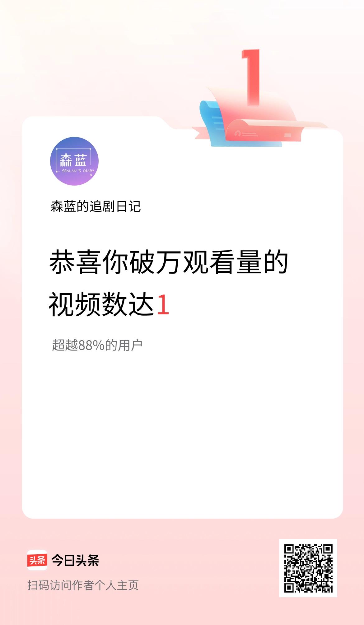 我在头条有1条视频播放量破万了！