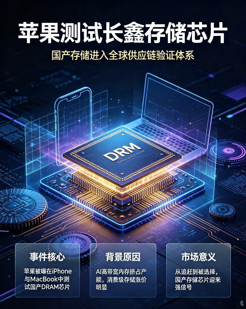 苹果测试长鑫存储！国产存储芯片迎来历史性信号🔥据《华尔街日报》爆料，苹果正在i