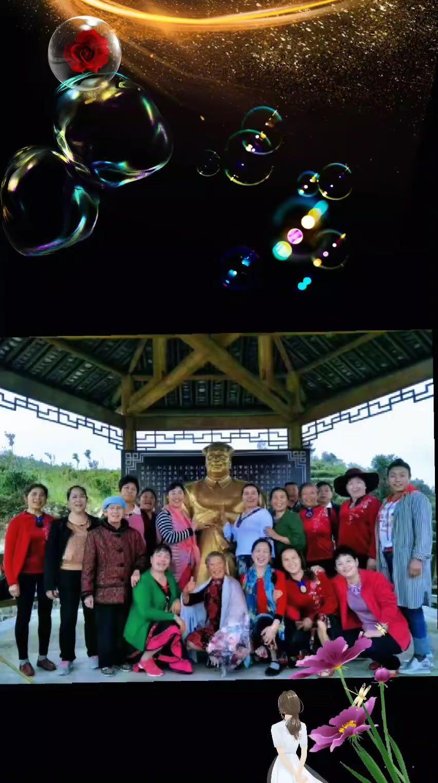 金像雕塑 户外亭台 在景点合影留念