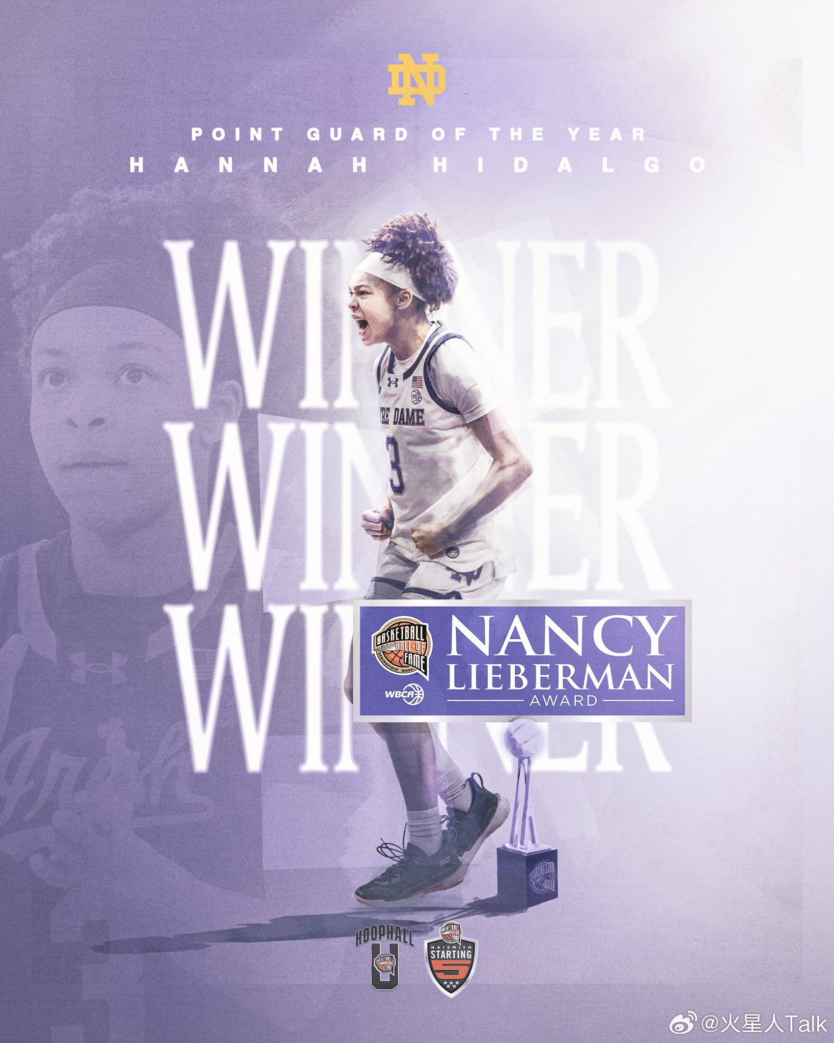 NCAA女篮 2026年奈史密斯大学女子篮球南希·利伯曼奖（年度最佳控卫）：Ha