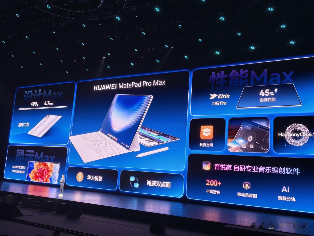 华为MatePad Pro Max采用13.2英寸OLED全面屏，3.55mm极