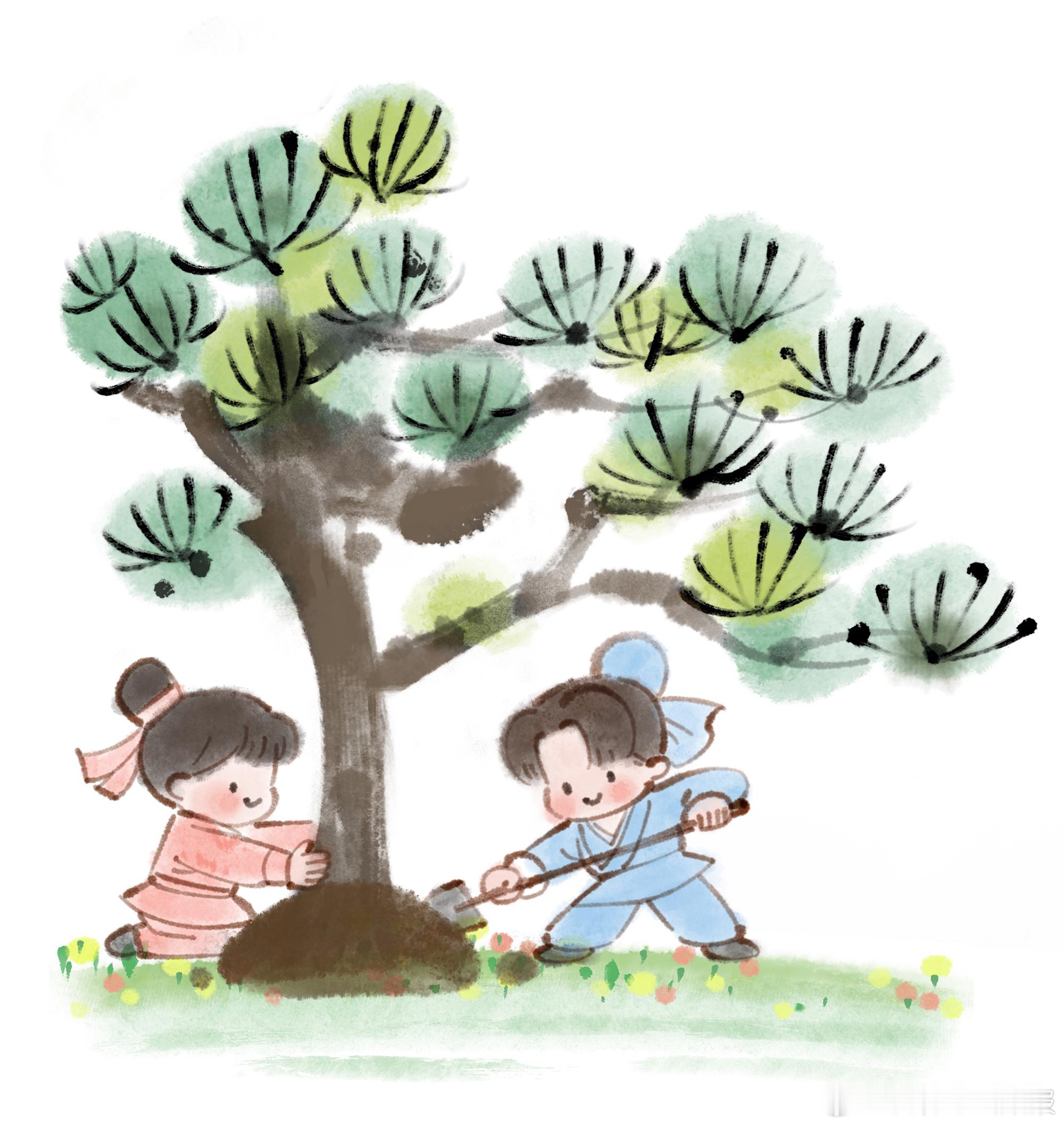 #晚安# 腾出你紧捂乌纱的双手去植树，生命才不会秃岭；当大地伫立一排排树木，是太