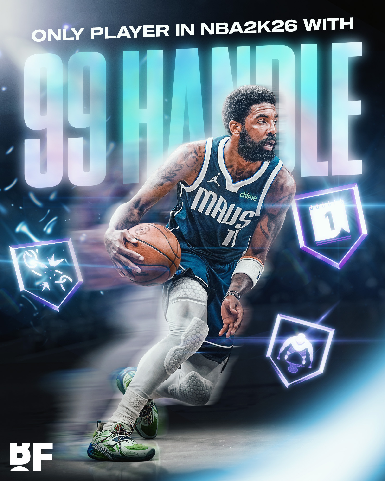 欧文2K26控球能力值达到了99，唯一一个达到99的球员。 ​​​