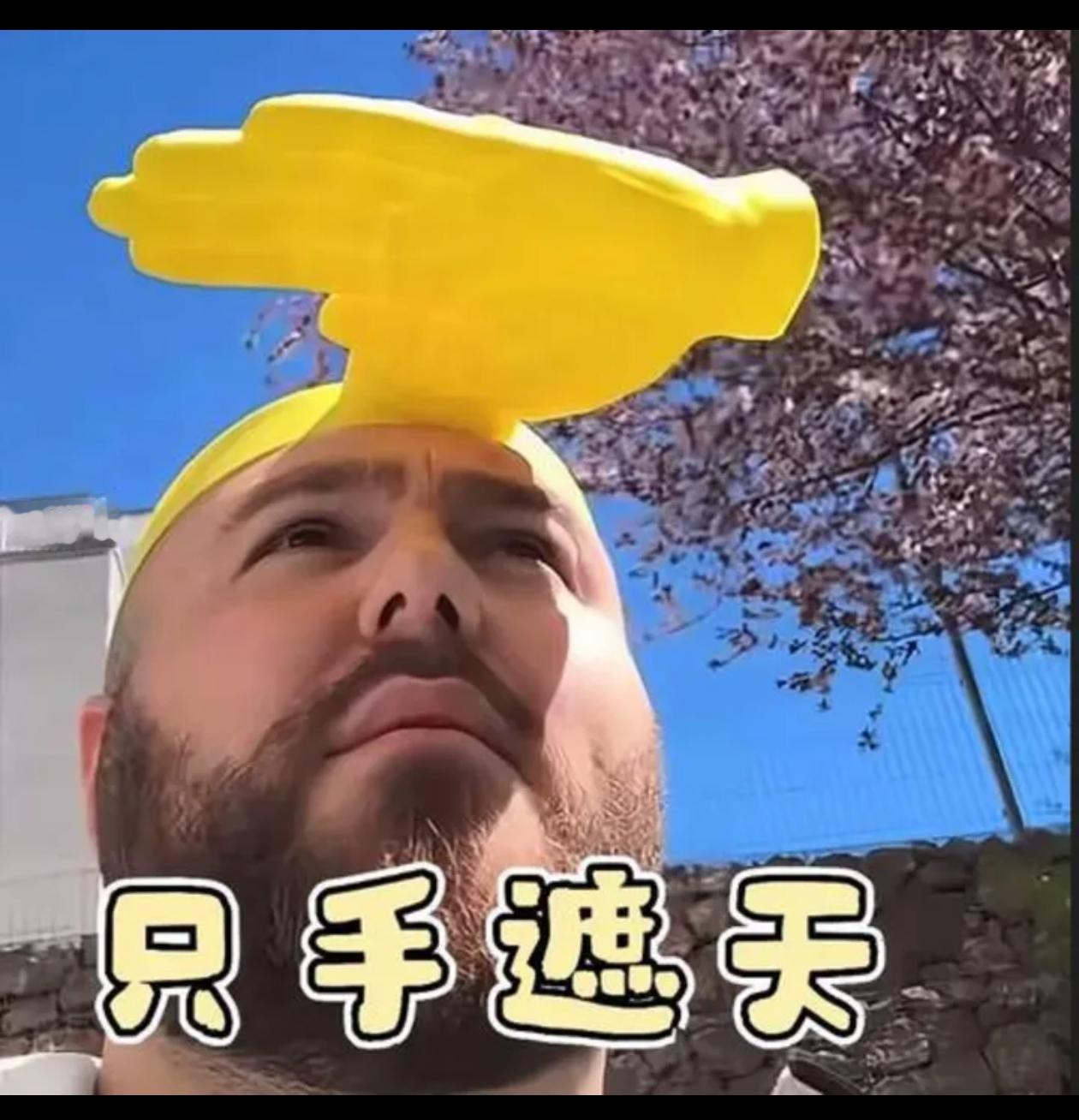 只手遮天🎩

最近在海外一顶黄色巴掌造型的遮阳帽，在网络上走红，广大网友是真?