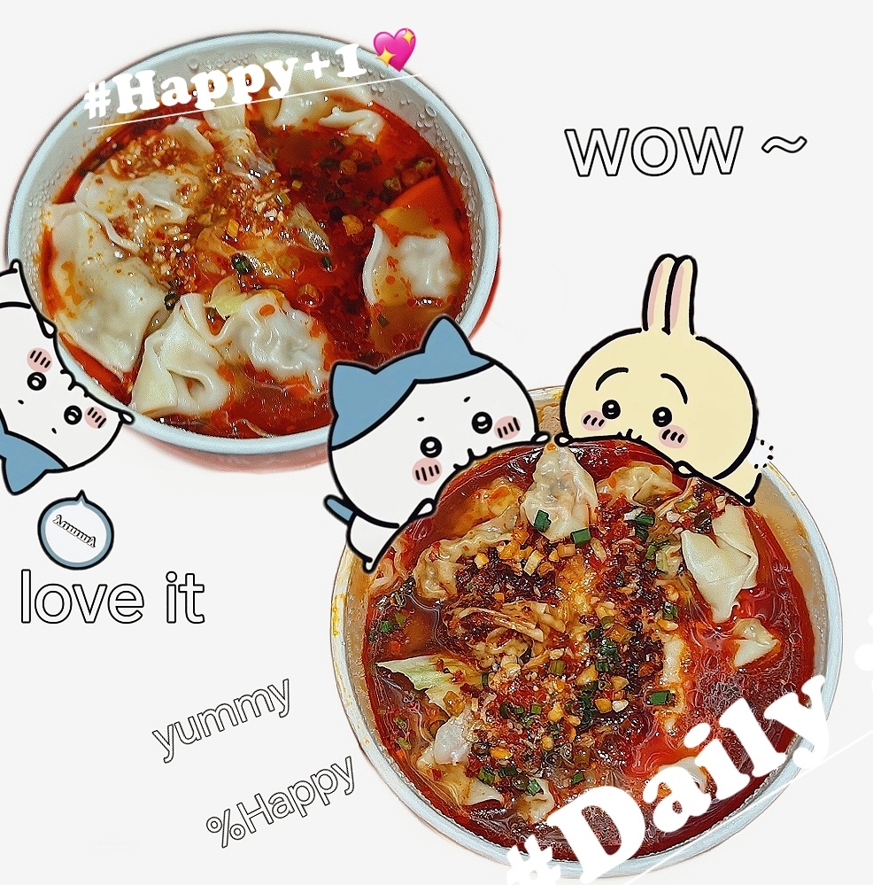 干饭了！家人萌晚上吃什么？抄手吃两碗，_______ 