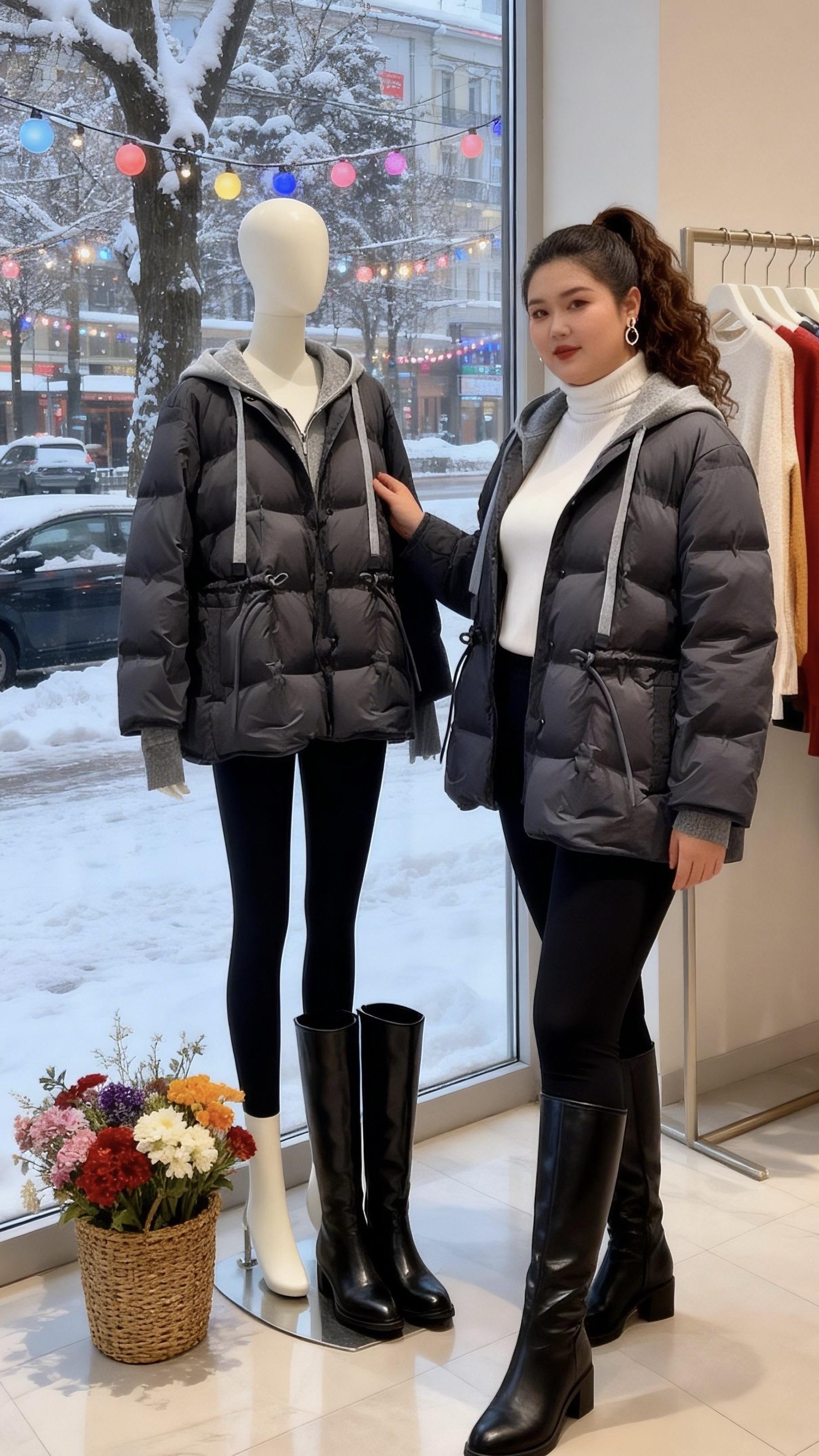 秋冬穿搭 保暖又好看一键入冬穿搭大码女装遮肉显瘦