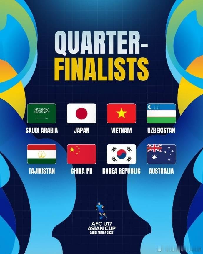 U17亚洲杯1/4决赛：中国对阵沙特 与越南澳大利亚同半区------北京时间5