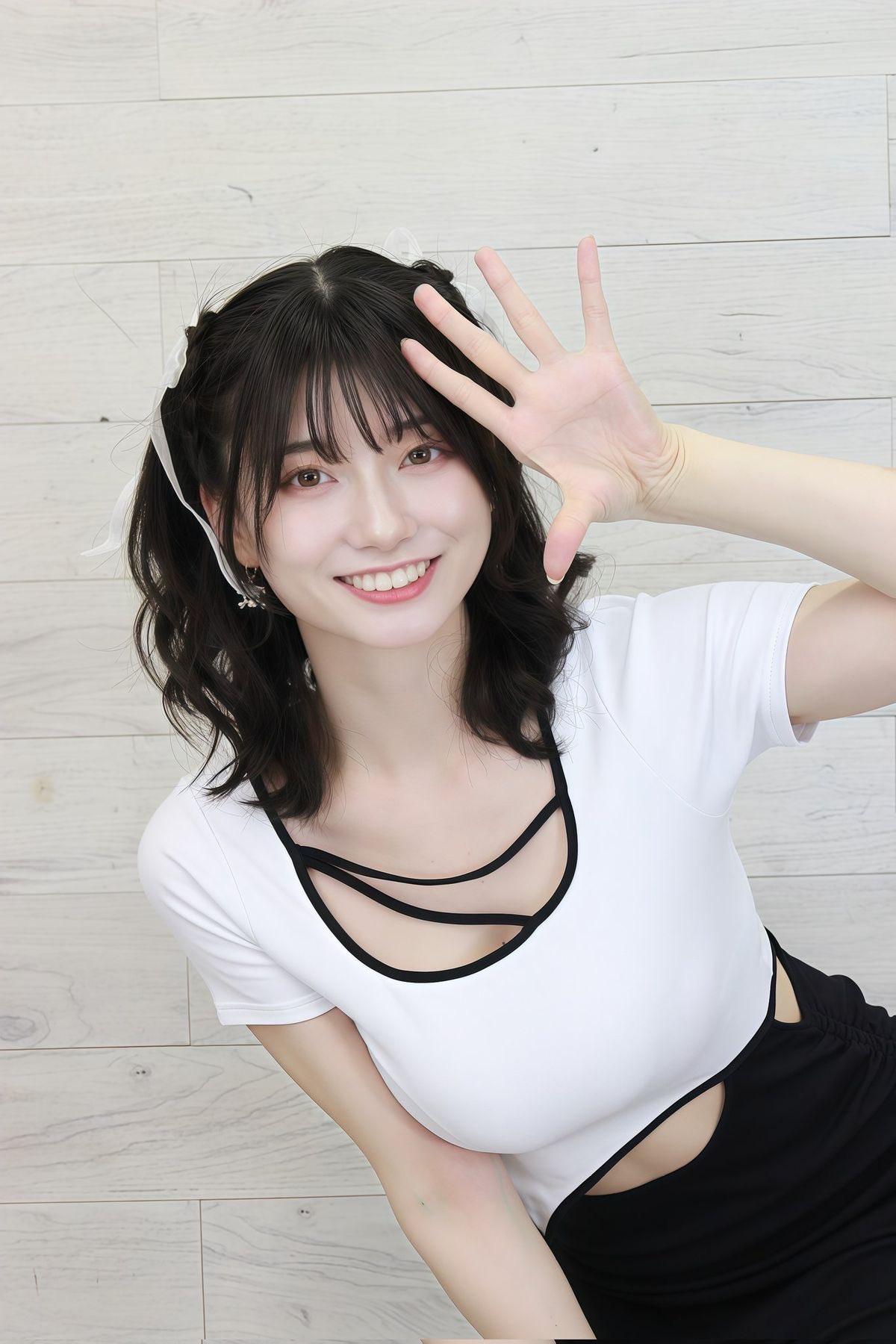 微笑女孩，打招呼，好可爱！