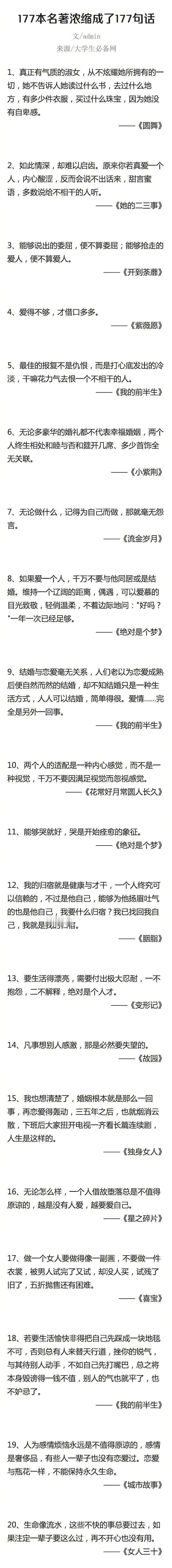 177本名著浓缩成了177句话，提高你的语文素养 。[可爱] ​​​