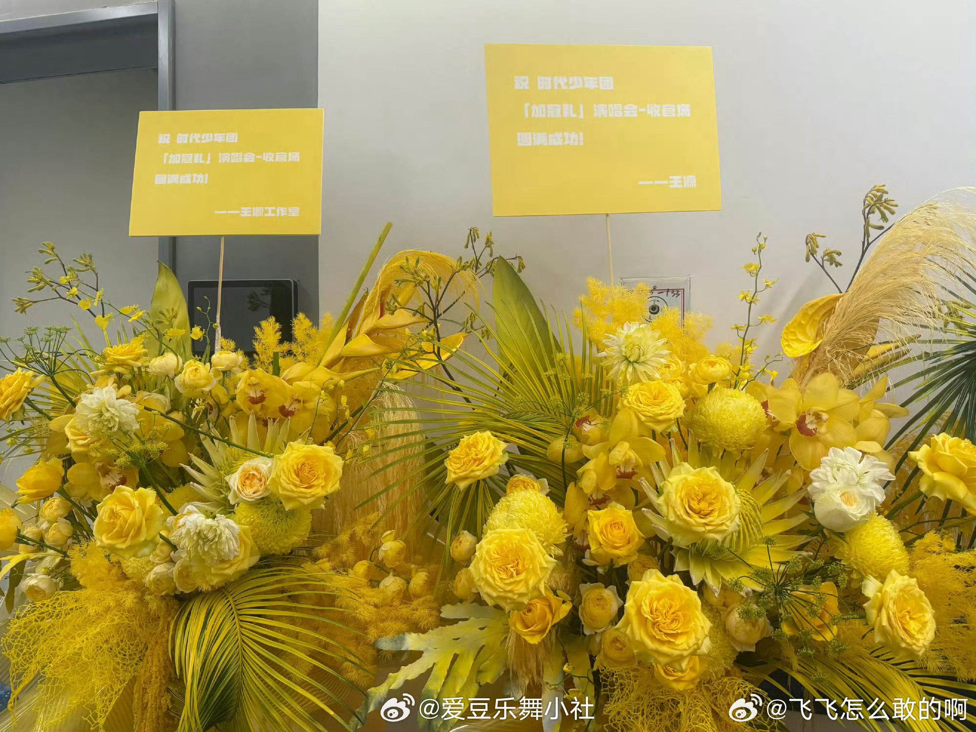 TFBOYS送时代少年团花篮 时代少年团“加冠礼”演唱会上海收官场，王俊凯、王源