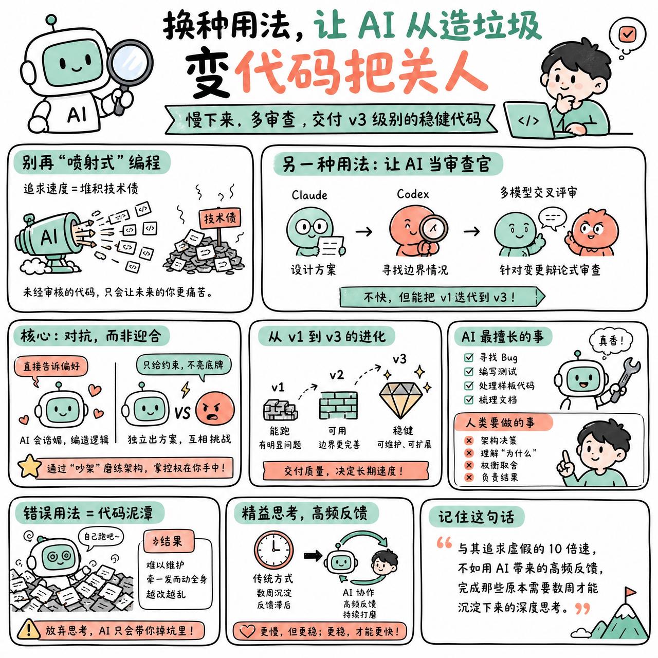 【换种用法，让AI从造垃圾变代码把关人】

快速阅读：与其把 AI 当成快速产出