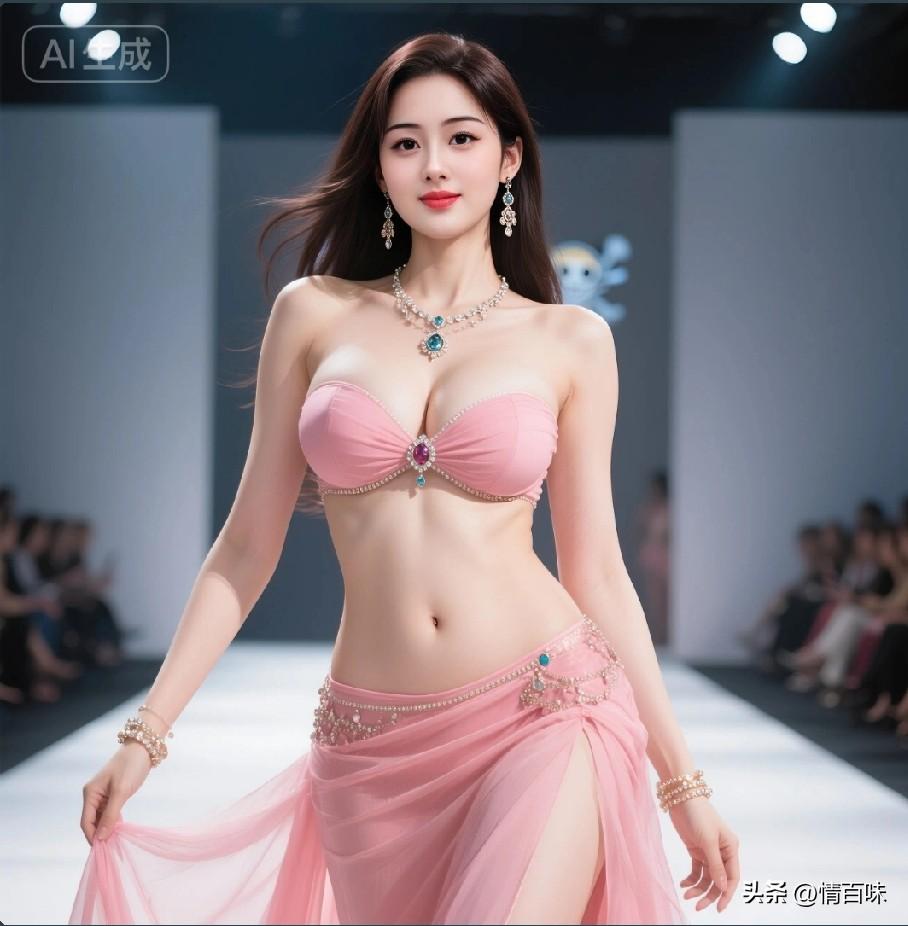 东方美人，自信的走秀时尚东方美人 魅力曲线t台秀 。粉嫩甜美的时尚秀场，惊艳的粉