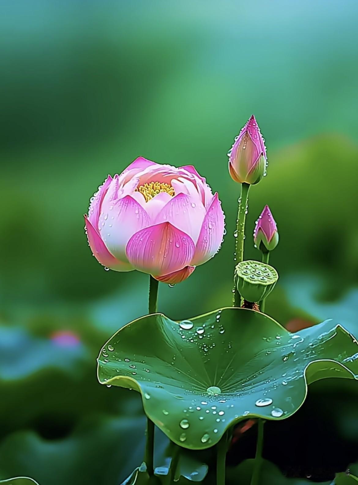 上联：春水春雨春草绿
下联：夏风夏雨夏荷红
