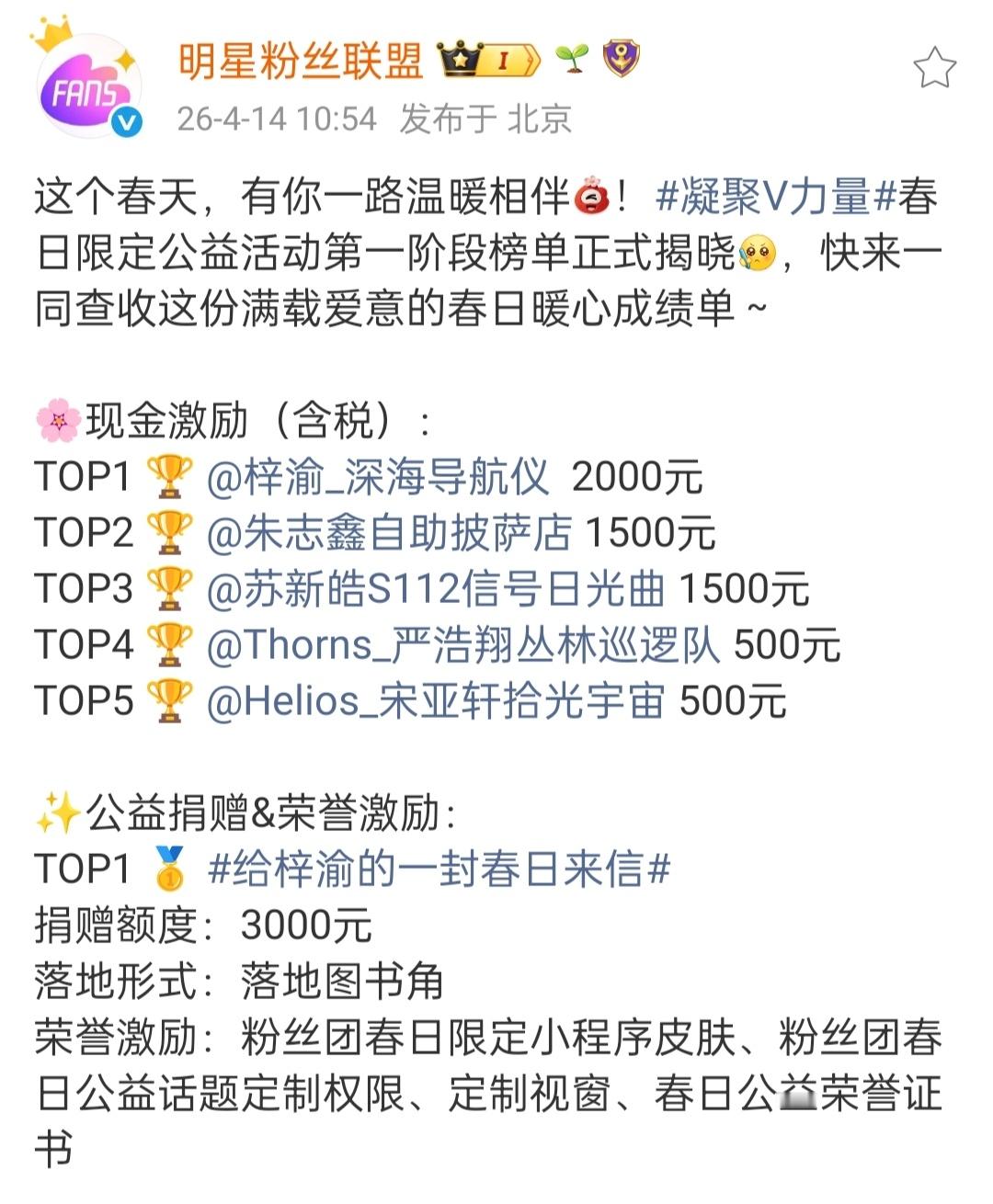 梓渝粉丝团公益图书角梓渝粉丝团获微博校园✘明星粉丝联盟✘粉丝星联盟✘扬帆计划联合