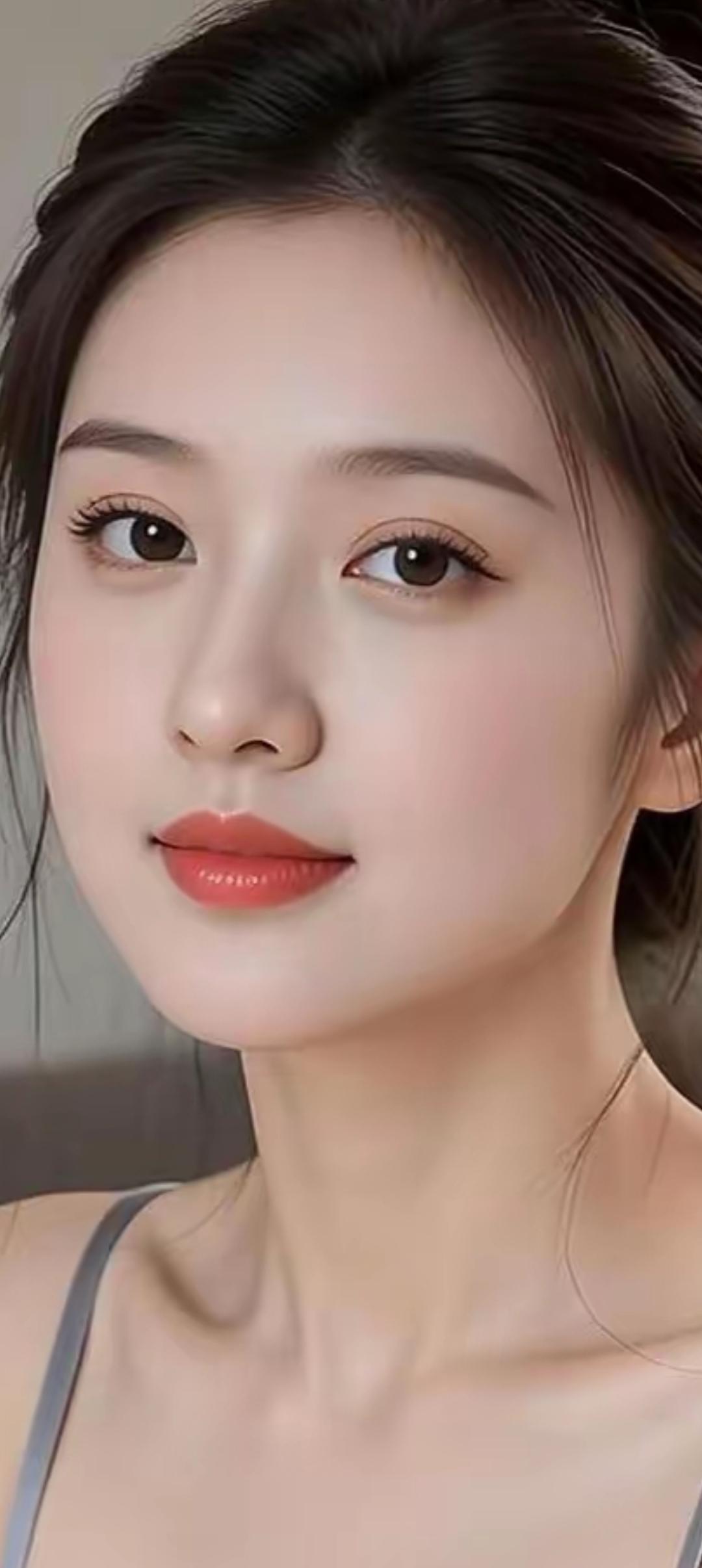 温柔甜美的少女，红唇微启，散发迷人魅力。