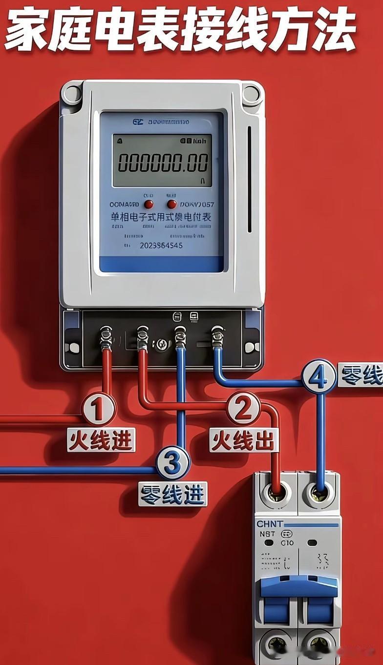 电表接线实物图和家庭照明线路接线图，对想进入电工行业的朋友来说是最直观的电路图。