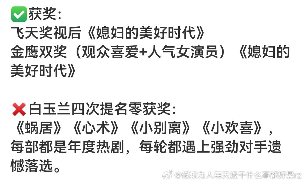 蜗居和心术都是完全可以拿奖的我记得小欢喜那年好像就刚好撞少年派吧，给闫妮的少年派