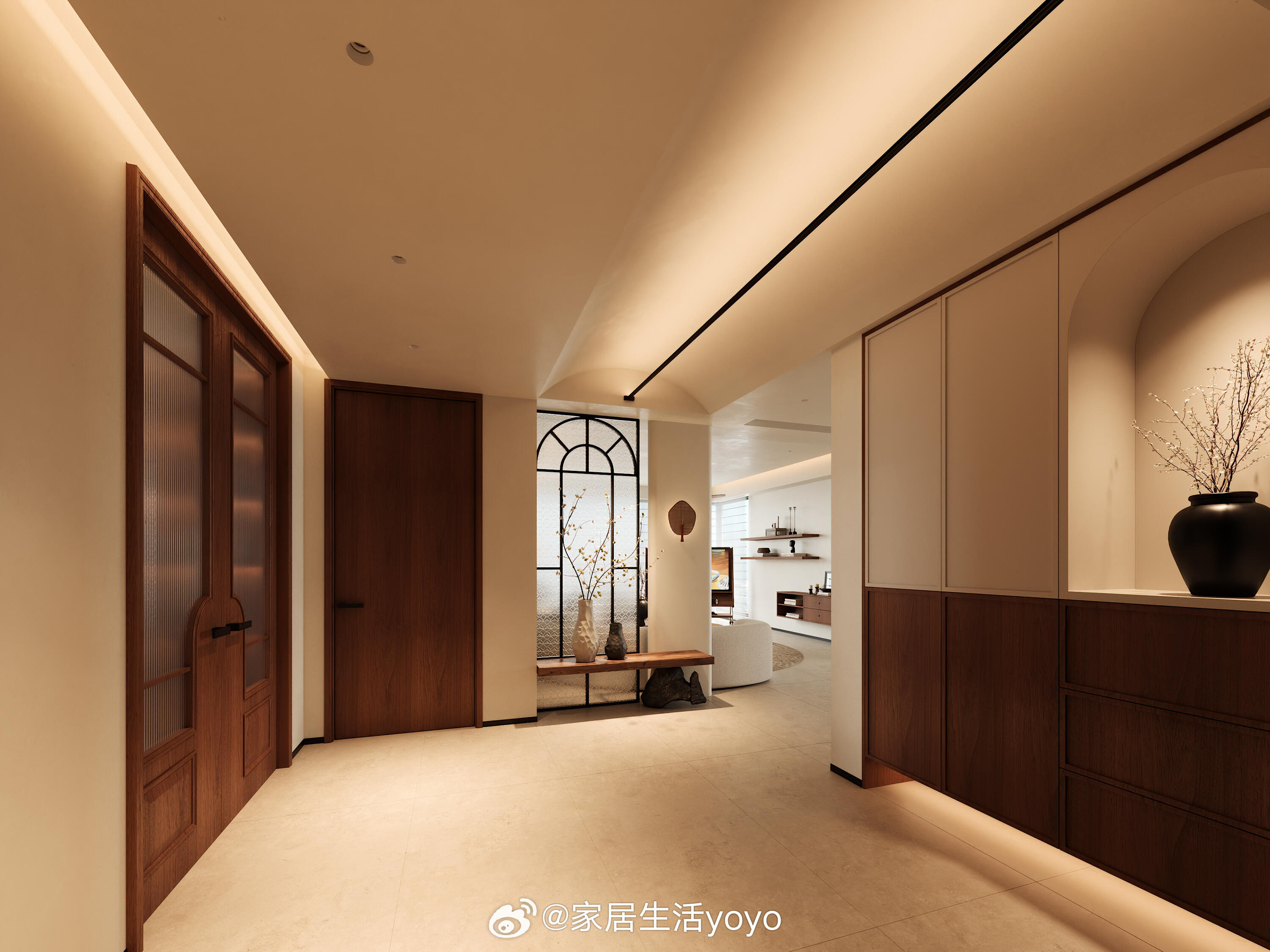 🎨中古风与侘寂风碰撞的客厅餐厅，简直绝了！ ​​​