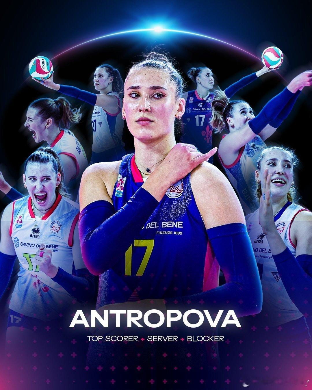 22岁安特罗波娃的头衔:奥运金牌得主、世锦赛冠军、两次VNL冠军、世俱杯冠军、欧