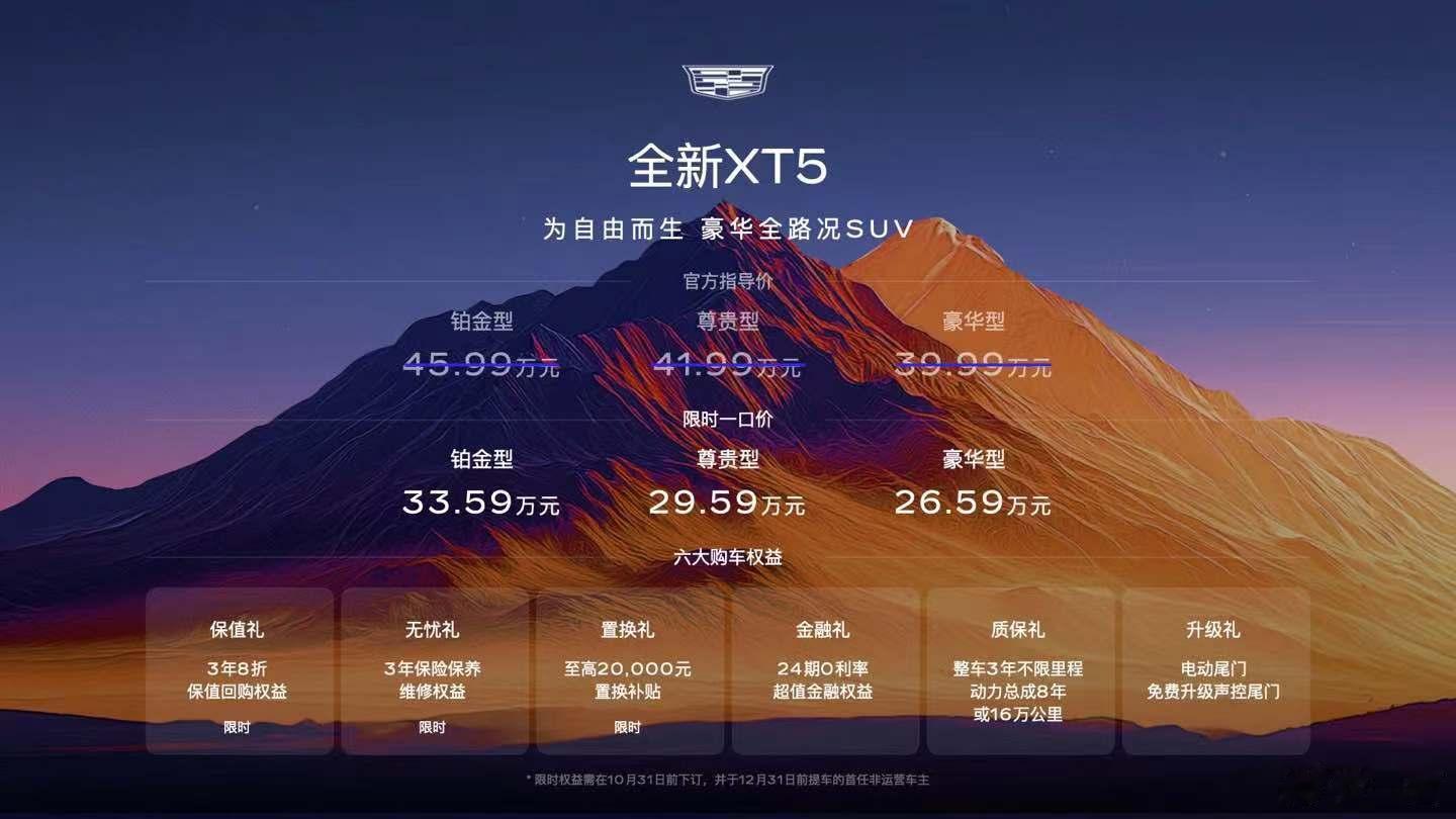 今天全新凯迪拉克XT5在国内上市，看配置大家想要什么，这次全新XT5也是什么都给
