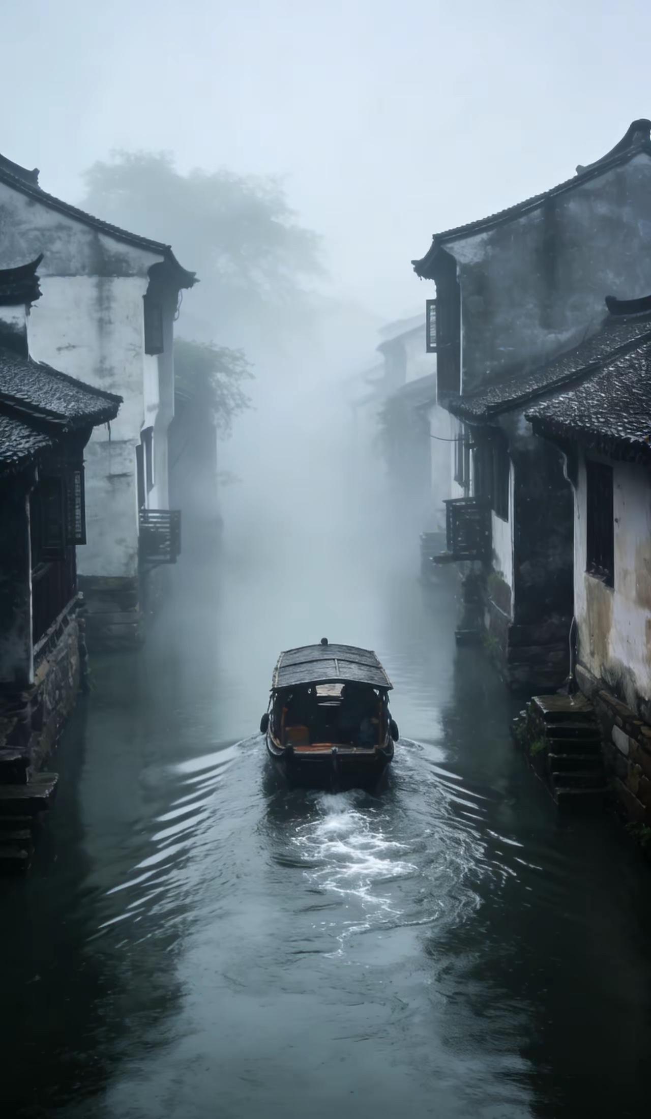 江南烟雨巷，
塞北梅雪村。
横批：《烟雨与梅雪》