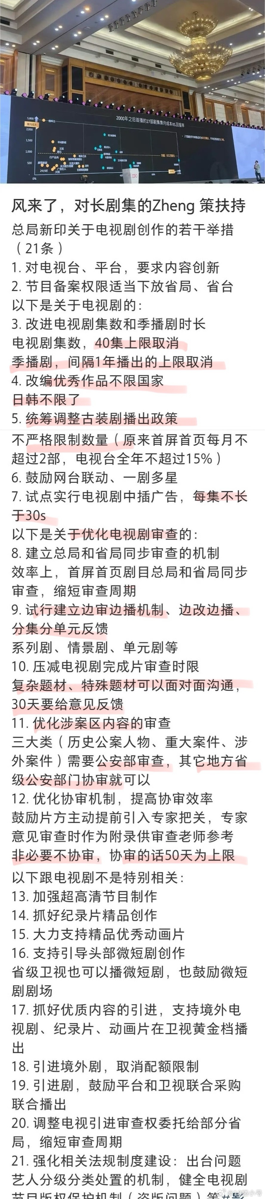 长剧的整改，还是没抓到本质核心，列举的这些没用，治标不治本，整改的根本应该是：1