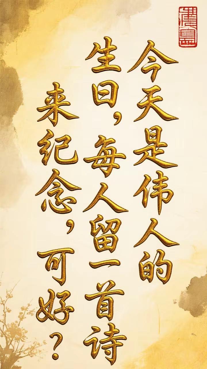 今天是伟人的生日，每人在评论区留一首诗词表达纪念，可好？