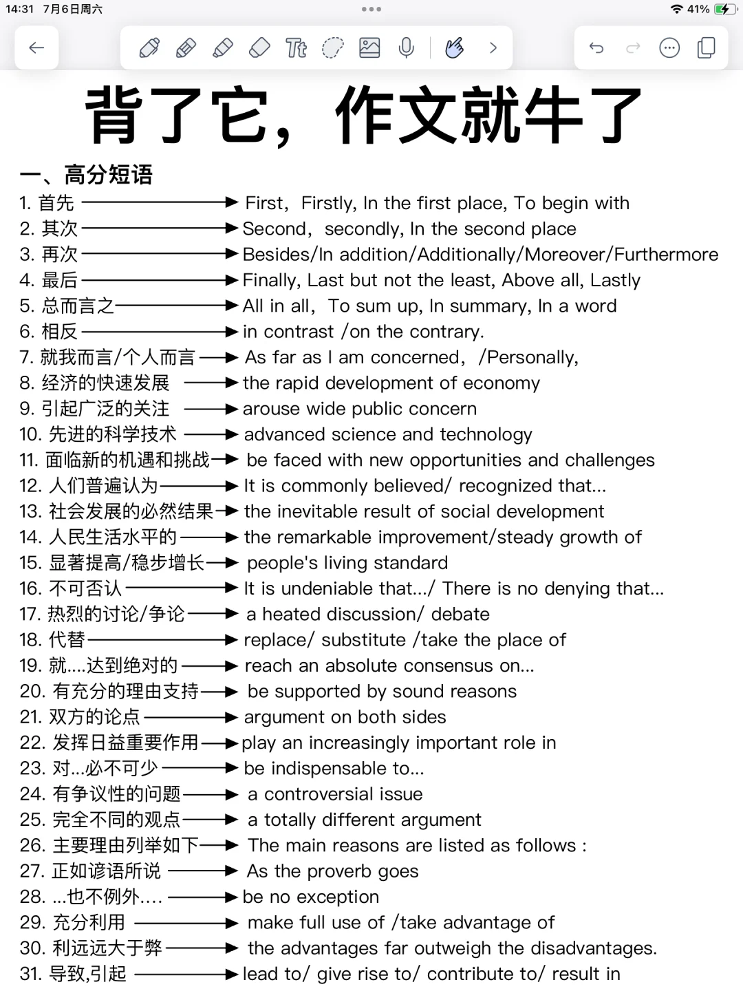 英语作文高分万能句！直接套！太好用了！