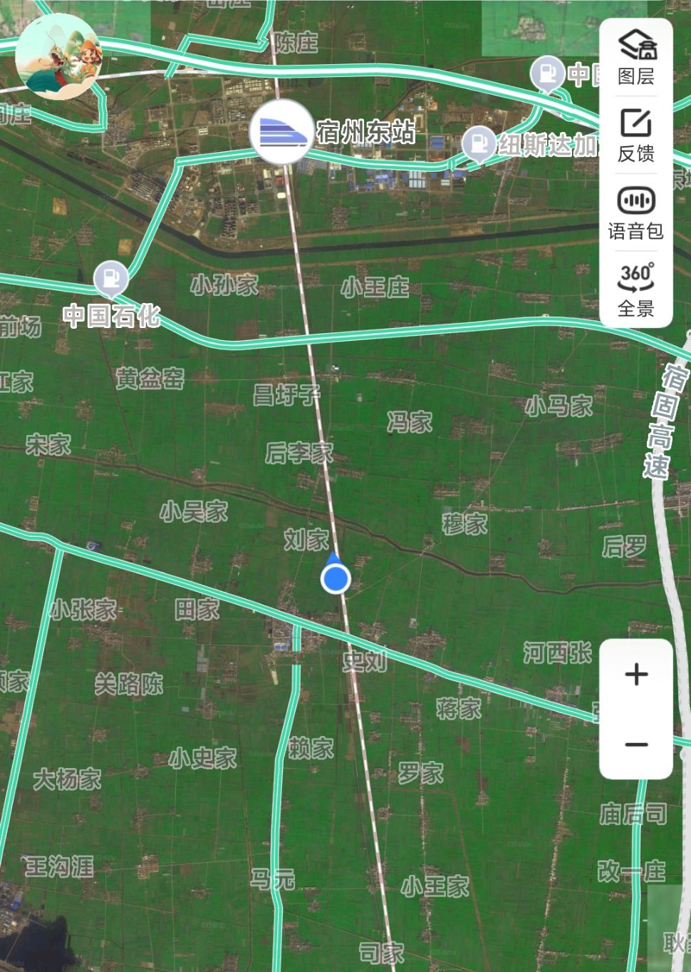 一个乐趣是在高铁上开定位，检验定位响应的速度。原来宿州市一带的农村多以“x家”“