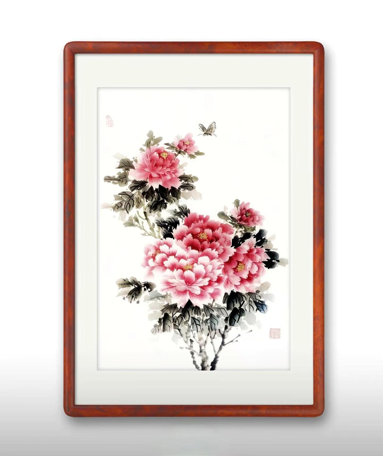 花开正好，蝶舞悠然。国画牡丹花开富贵 牡丹作品欣赏 国画写意牡丹富贵吉祥 中国画