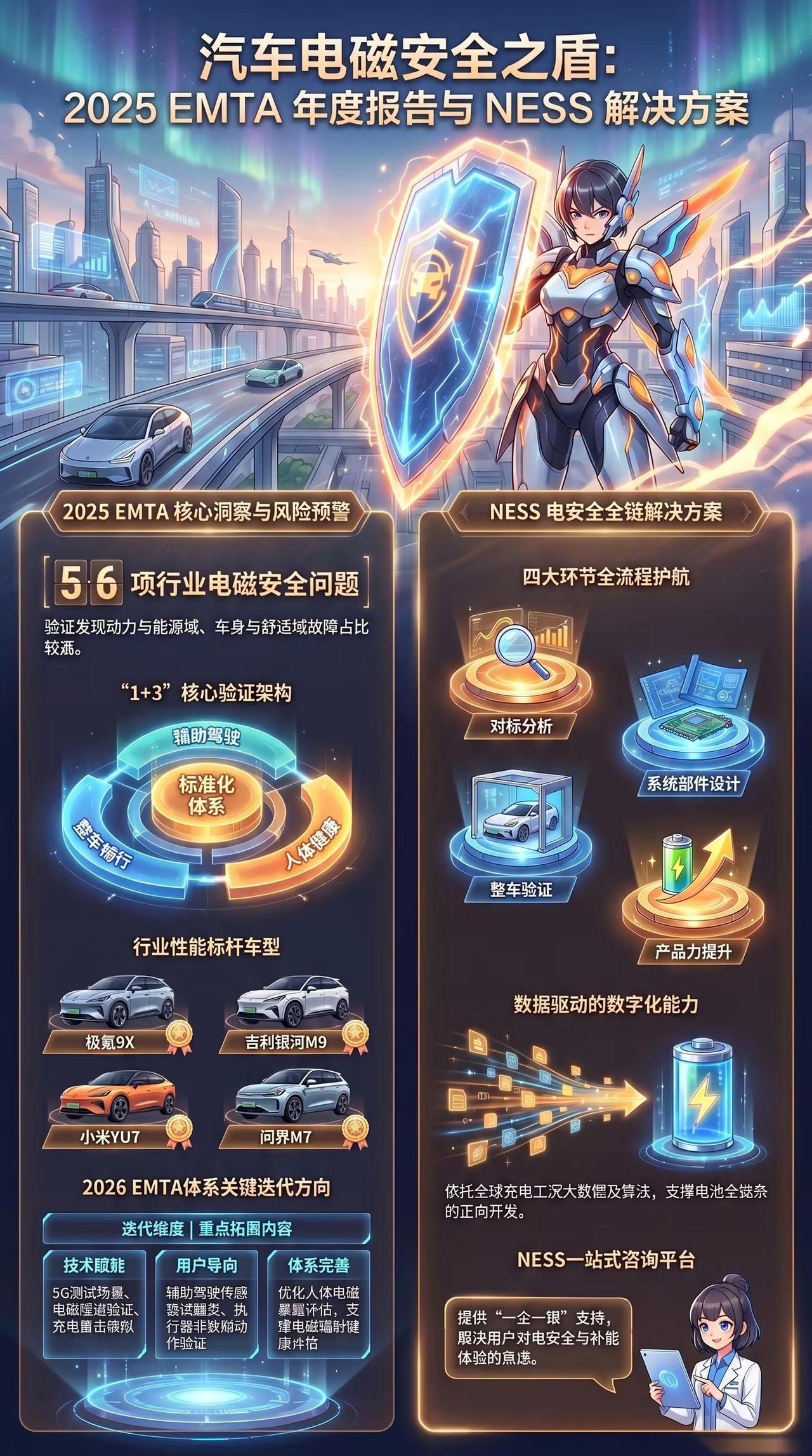 一图看懂 中汽新能源的 汽车电磁安全之盾。一图看懂 中汽新能源的NESS 汽车电