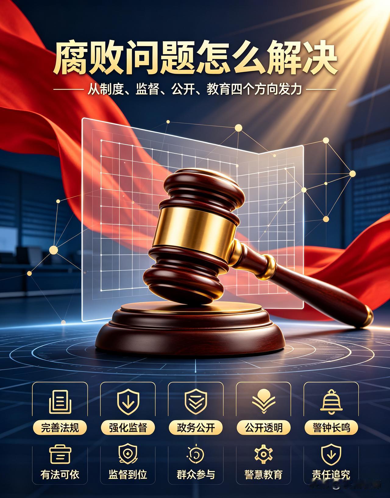 完善法律法规与监督体系，扎紧制度牢笼，压缩权力寻租空间。强化纪检监察执纪力度，坚