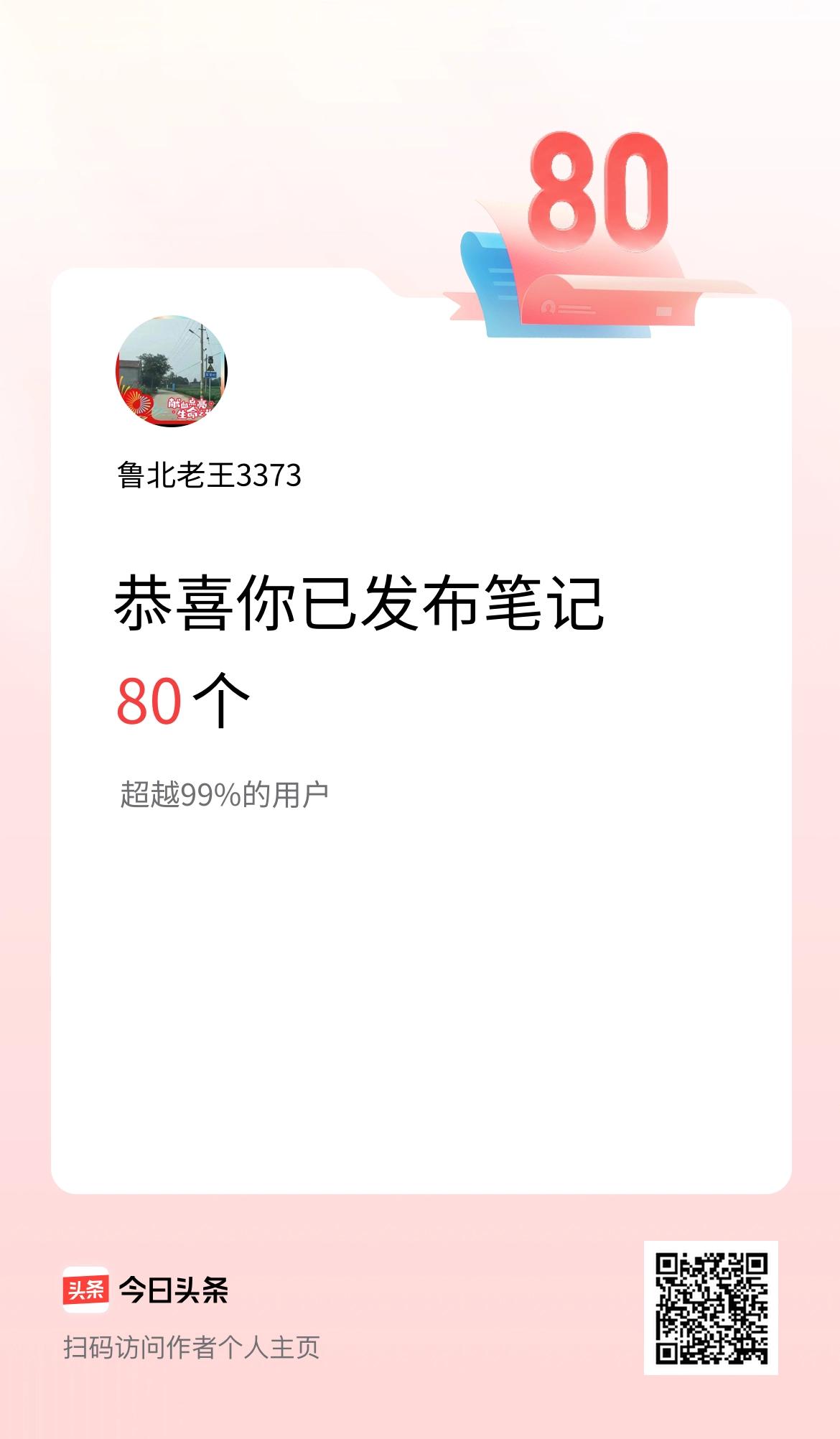 我在头条累计投稿笔记80个