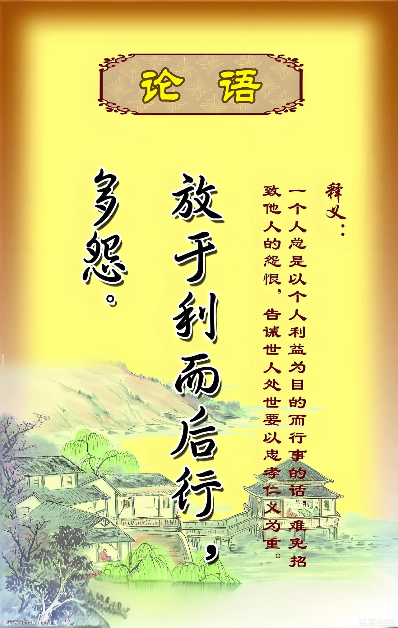 ‘放于利而行’辨析。为什么依照着利益来行事就会多有怨恨呢？
子曰：“放于利而行，