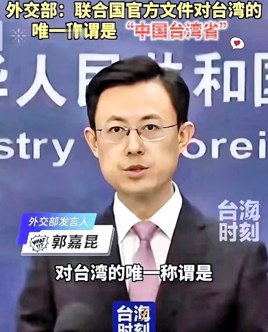 中国外交部开始发力了，
联合国对台湾的官方文件
统称为“中国台湾省”。什么“中华
