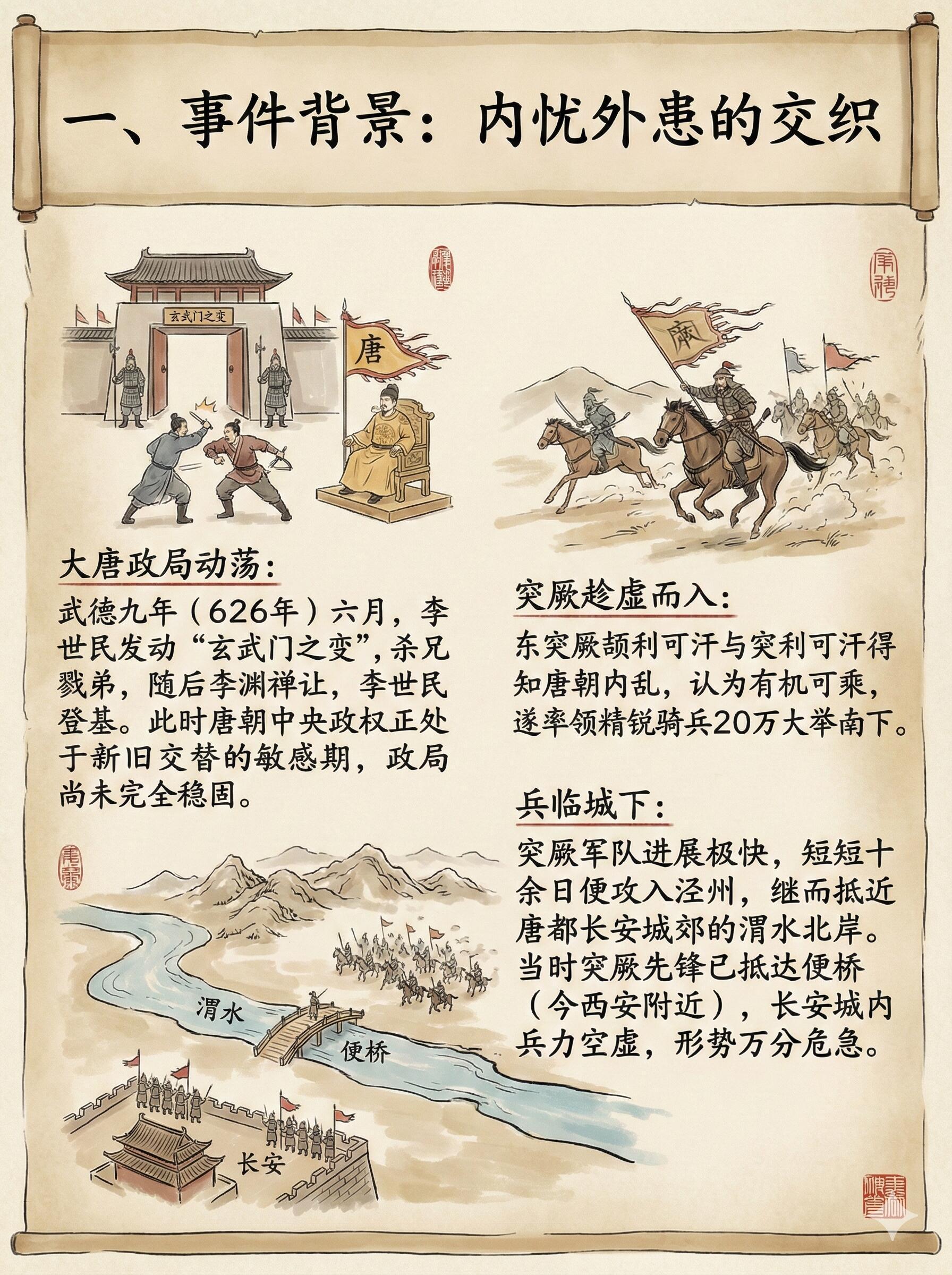 一组图看懂唐代渭水之盟。 