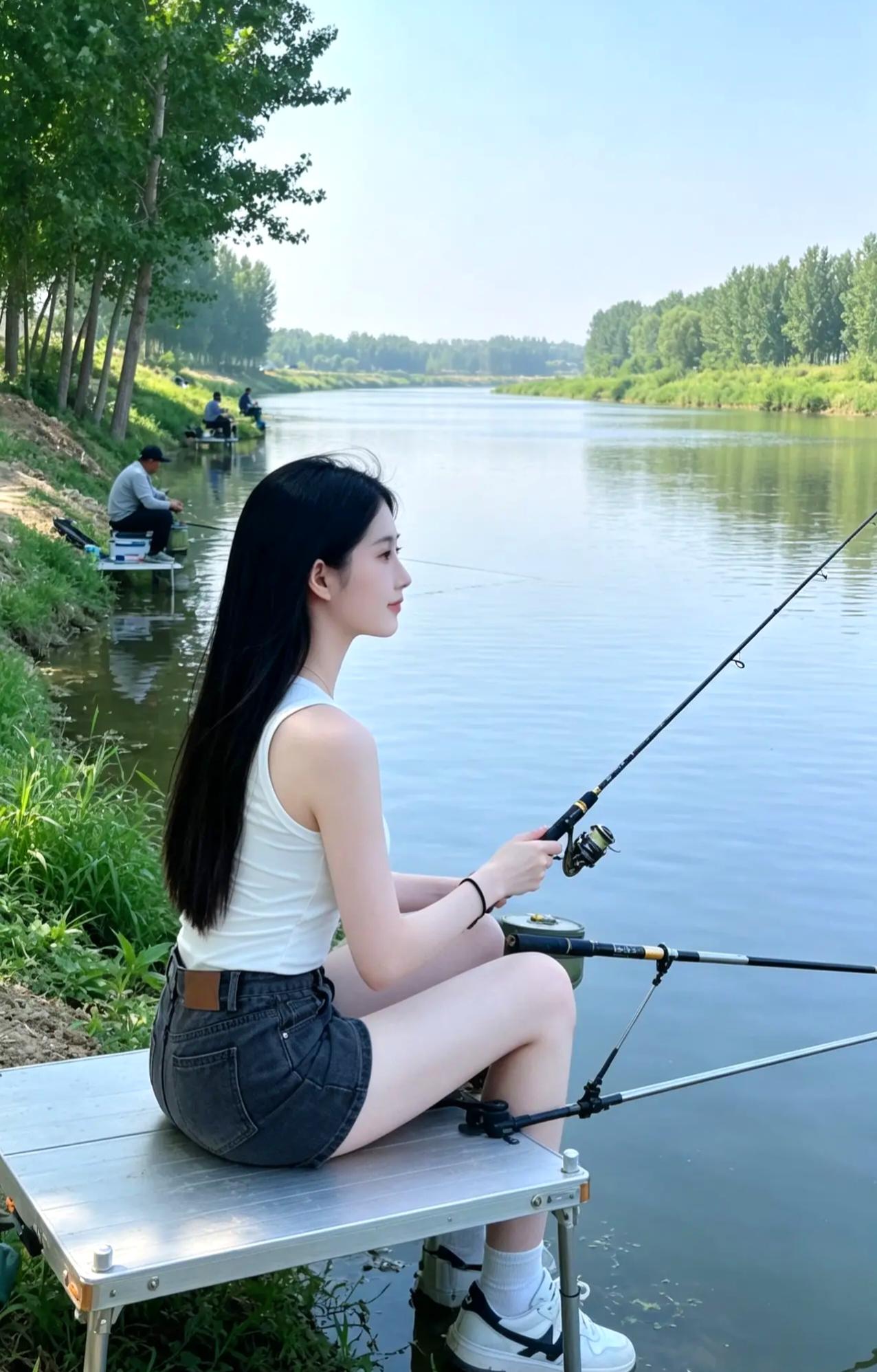 哎呀！这么多人在钓鱼？假如俺是一条小鱼儿，一定先吃姑娘的饵食。[捂脸][捂脸][