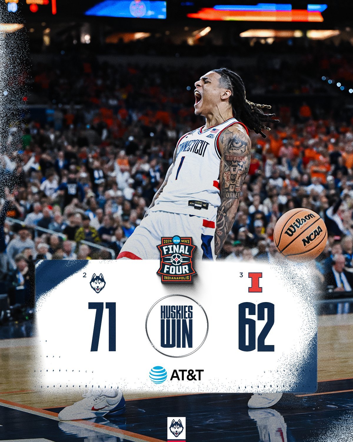 NCAA Uconn和UM会师决赛，Andy Mara统治了亚利桑那的禁区，26