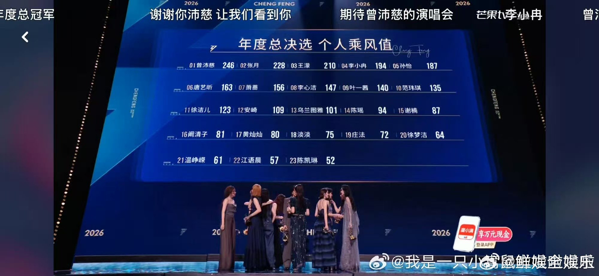 浪姐成团名单浪姐总决赛12个乘风席位尘埃落定，曾沛慈、李心洁、张月、王濛一众姐姐