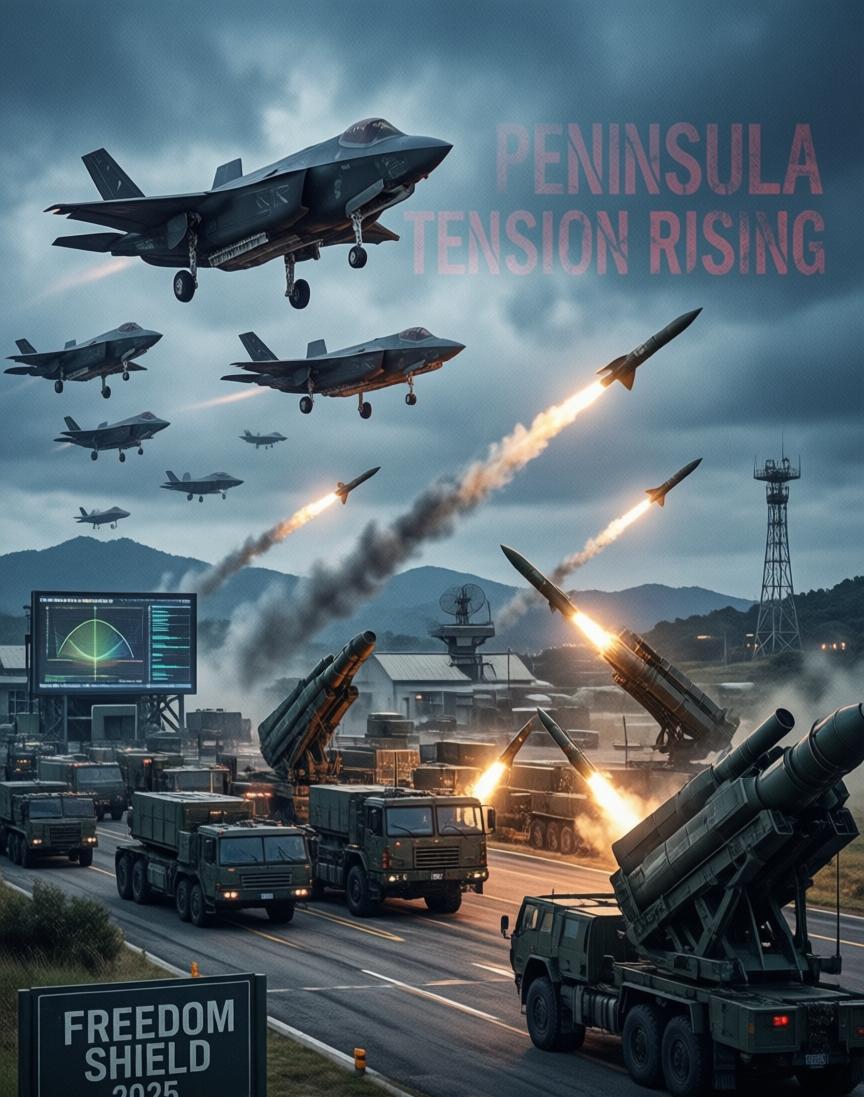 火药味是真的拉满了。就在今天，韩美两国启动了“自由之盾”联合军演，消息是韩联社3